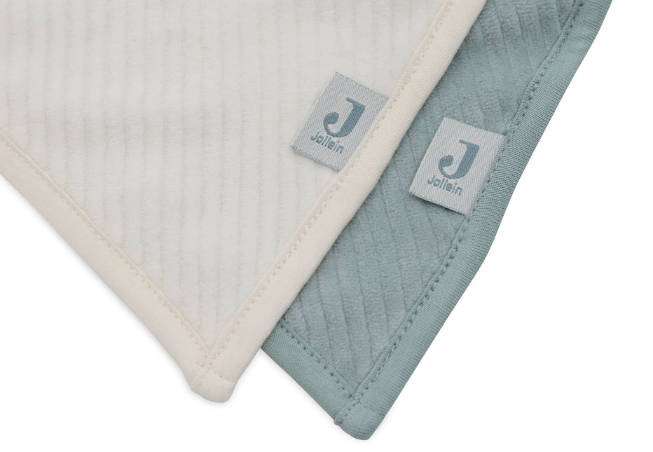 <tc>Jollein</tc> Bib Bandana Velvet Rib Sea Green/Ivory (2Pack)