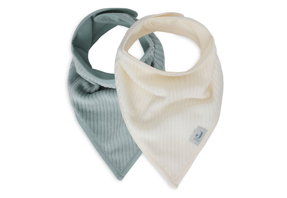 <tc>Jollein</tc> Bib Bandana Velvet Rib Sea Green/Ivory (2Pack)