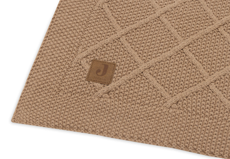 <tc>Jollein</tc> Couverture de lit 100X150Cm tricot à carreaux Biscuit