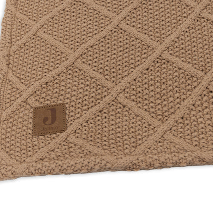 <tc>Jollein</tc> Couverture de berceau Check Knit Biscuit/Teddy Fleece 75 X 100 Cm