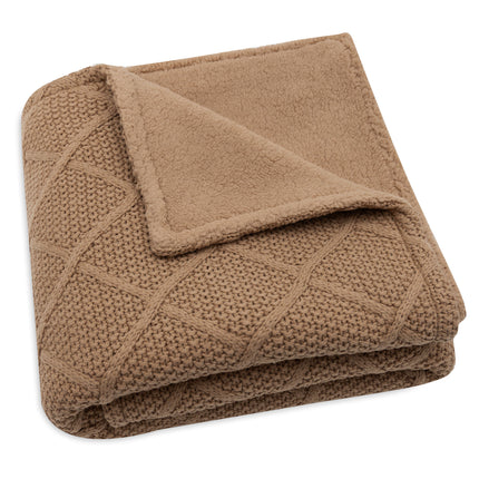 <tc>Jollein</tc> Couverture de berceau Check Knit Biscuit/Teddy Fleece 75 X 100 Cm