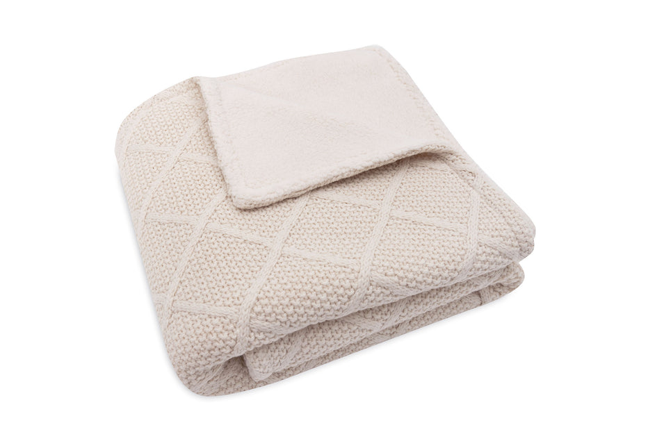 <tc>Jollein</tc> Couverture de lit 100X150Cm Check Knit Oatmeal/Teddy Fleece