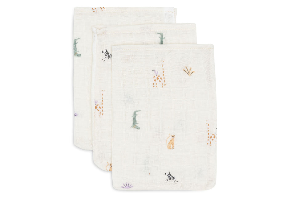 <tc>Jollein</tc> Gant de toilette hydrophile 15X20Cm Jungle Jambo (3Pack)