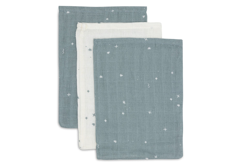 <tc>Jollein</tc> Gant de toilette hydrophile 15X20Cm Vert de mer scintillant (3Pack)