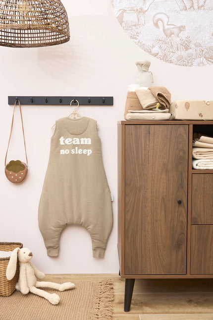 <tc>Meyco</tc> Baby Slub With Team No Sleep Application Baby Winter Sleep Overalls Jumper Taupe/Offwhite