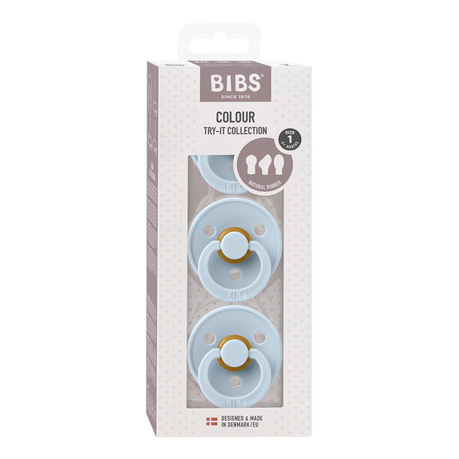 <tc>BIBS</tc> <tc>tétine</tc> Boîte d'essai taille 1 Bleu bébé