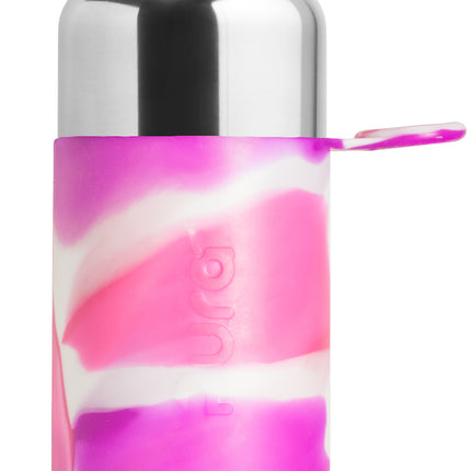 Pura sportfles RVS 850 ml + pink sportdop + pink swirl sleeve