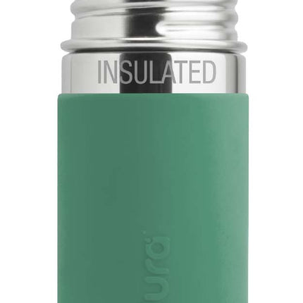 <tc>Pura</tc> Bouteille thermos à paille en acier inoxydable 260 ml + paille en silicone + bouchon de voyage en silicone + manchon en menthe.