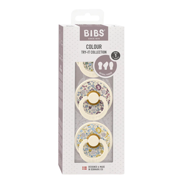 <tc>BIBS</tc> <tc>tétine</tc> Taille 1 Liberty Try-It Pack Ivory