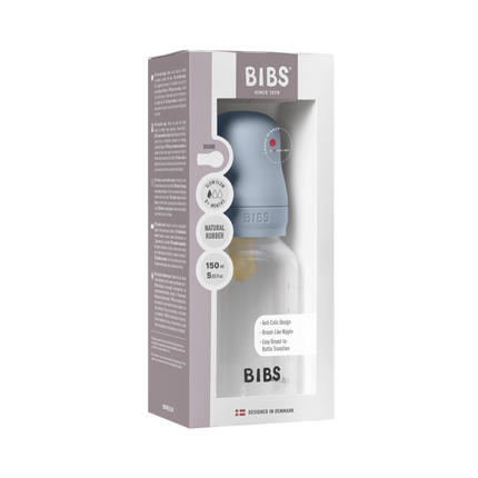 <tc>BIBS</tc> Biberon rond en latex 150ml Slow Flow Baby Blue