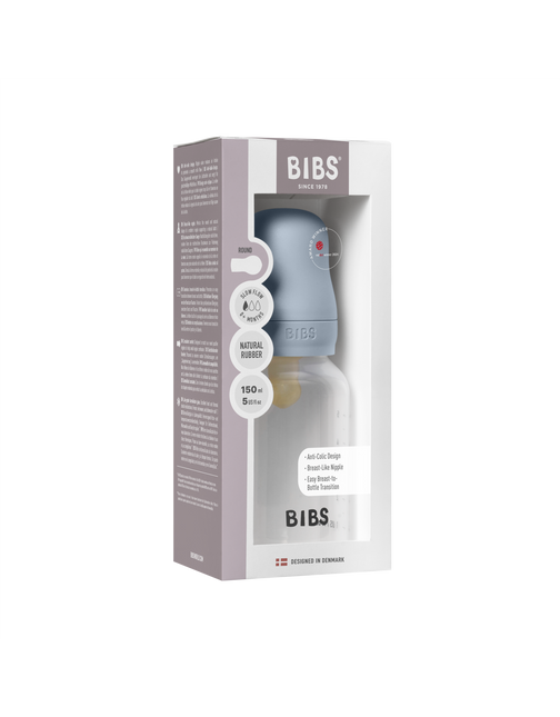 <tc>BIBS</tc> Biberon rond en latex 150ml Slow Flow Baby Blue