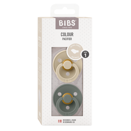 <tc>BIBS</tc> <tc>tétine</tc> Taille 1 Anatomique Vanille/Pin 2pcs