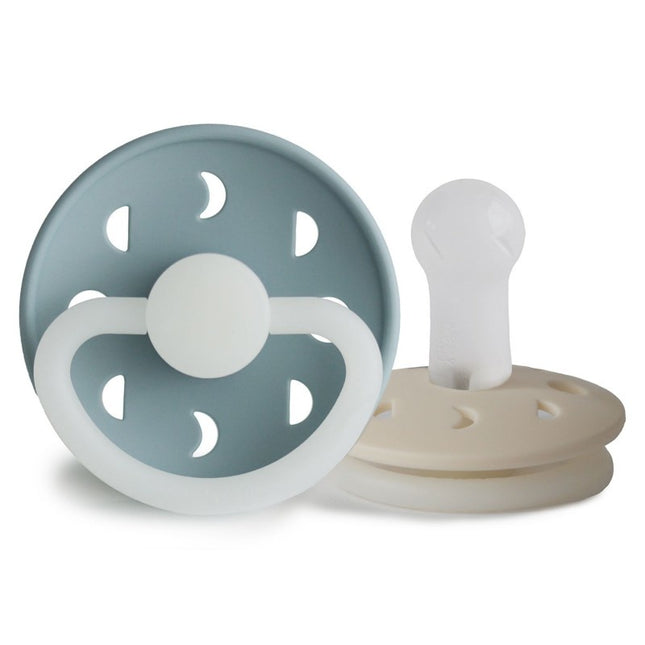 <tc>Frigg</tc> <tc>tétine</tc> Taille 2 Pierre de nuit lunaire bleu/crème Silicone 2-Pack