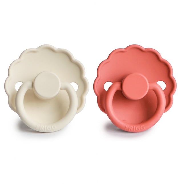 <tc>Frigg</tc> <tc>tétine</tc> Taille 1 Daisy Cream/Poppy Silicone 2-Pack