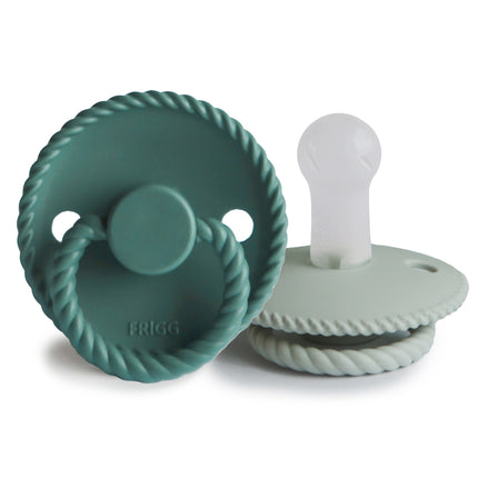 <tc>Frigg</tc> <tc>tétine</tc> Taille 2 Corde Sage/Vert vintage Silicone 2-Pack