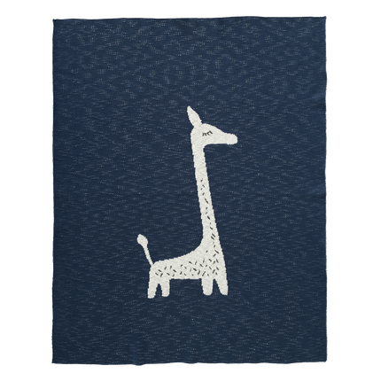 <tc>Fresk</tc> Couverture de lit Girafe tricotée Indigo 100x150cm