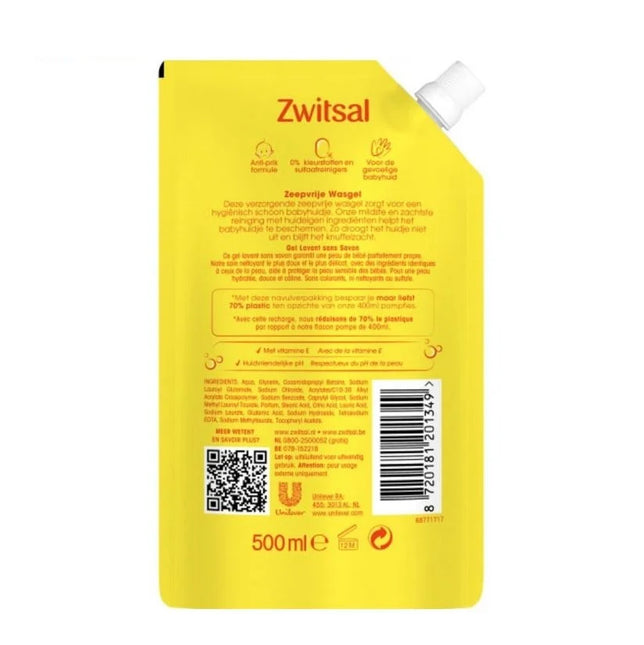 <tc>Zwitsal</tc> Bain moussant sans savon Pack de recharge 500 ml