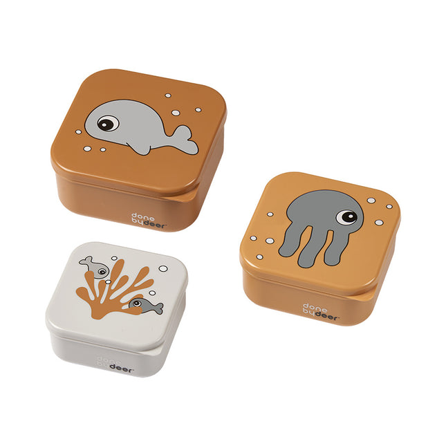 <tc>Done by Deer</tc> Boîte à lunch Sea Friends Moutarde/Gris 3pcs