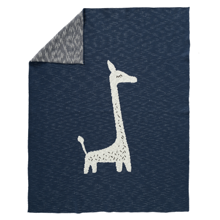 <tc>Fresk</tc> Couverture de berceau tricotée Girafe Indigo 80x100cm