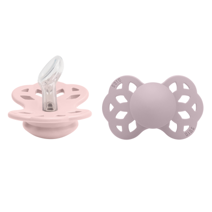 <tc>BIBS</tc> <tc>tétine</tc> Taille 1 Silicone Anatomique Fleur/Lilas foncé 2pcs.