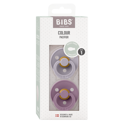 <tc>BIBS</tc> <tc>tétine</tc> Taille 1 Latex Symétrique Fossile Gris/Mauve 2pcs.