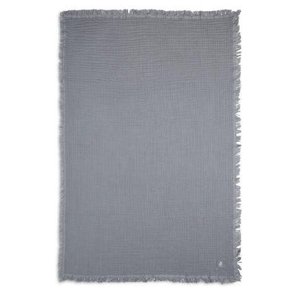 <tc>Jollein</tc> Couverture de lit d'enfant Muslin Fringe Storm Grey 120x120cm