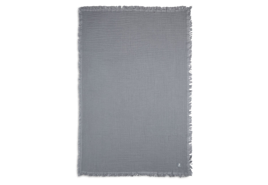 <tc>Jollein</tc> Couverture de lit d'enfant Muslin Fringe Storm Grey 120x120cm