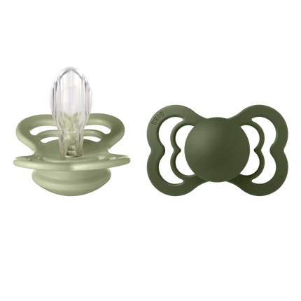 <tc>BIBS</tc> <tc>tétine</tc> Taille 1 Sage/Vert chasseur Silicone Suprême 2pcs