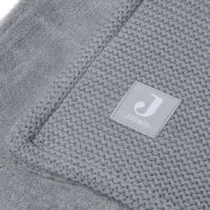 <tc>Jollein</tc> Couverture de berceau Basic Knit Stone Grey/Fleece 75x100cm