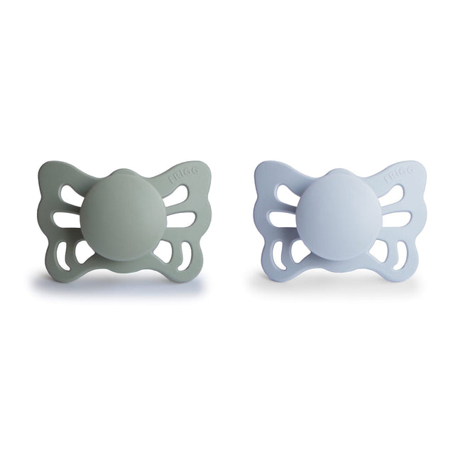 <tc>Frigg</tc> <tc>tétine</tc> Taille 1 Butterfly Sage/Bleu poudré Silicone 2-Pack