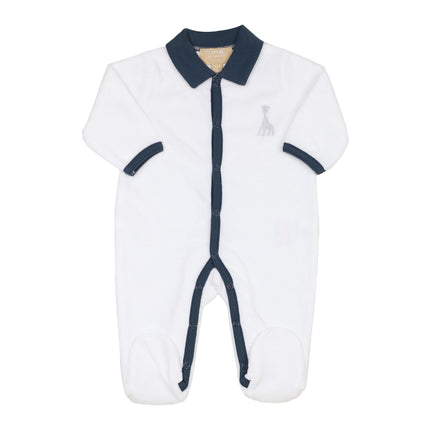 <tc>Sophie de Giraf</tc> Box suit Velour Rib blanc avec col bleu