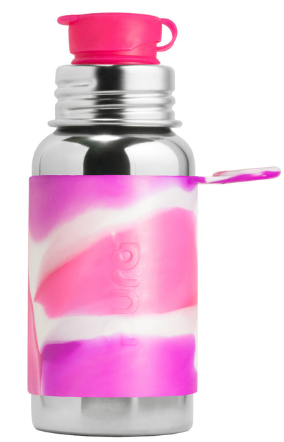 <tc>Pura</tc> Bouteille d'eau en acier inoxydable 550Ml Set Pink Swirl 3 pièces