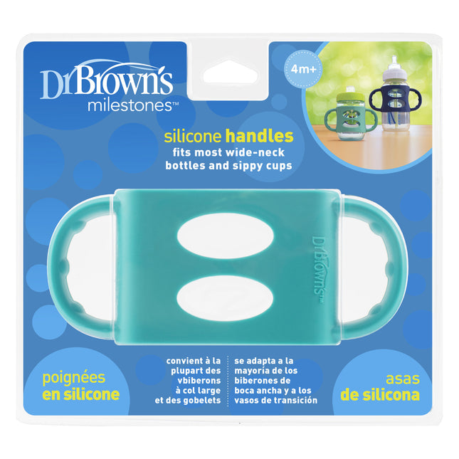 <tc>Dr. Brown's</tc> Poignées en silicone bouteille à large col turquoise.