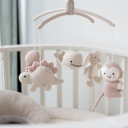 <tc>Baby's Only</tc> Animaux mobiles musicaux Vieux rose/Lin chaud