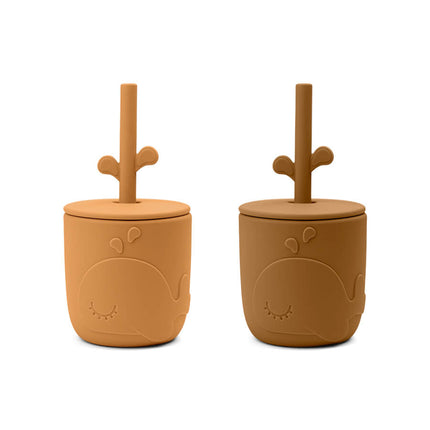 <tc>Done by Deer</tc> Tasse avec paille Wally Mustard 2pcs