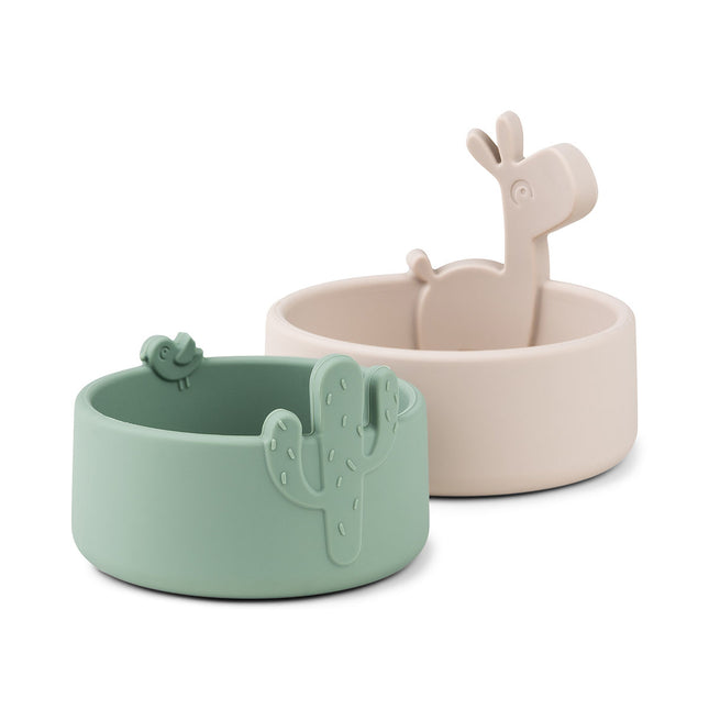 <tc>Done by Deer</tc> Bol à goûter Lalee Sand/Green 2pcs