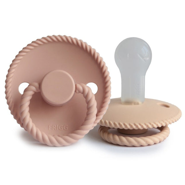 <tc>Frigg</tc> <tc>tétine</tc> Taille 2 Croissant de corde/Blush Silicone 2-Pack