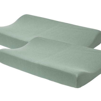 <tc>Meyco</tc> Housse de matelas à langer Basic Jersey Stone Green 2pcs.