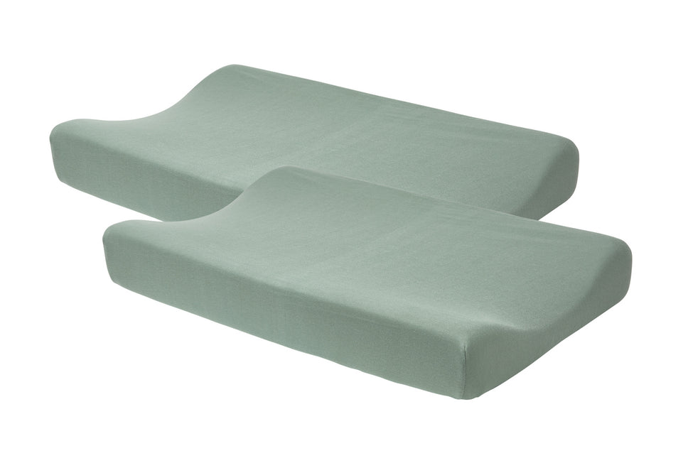 <tc>Meyco</tc> Housse de matelas à langer Basic Jersey Stone Green 2pcs.