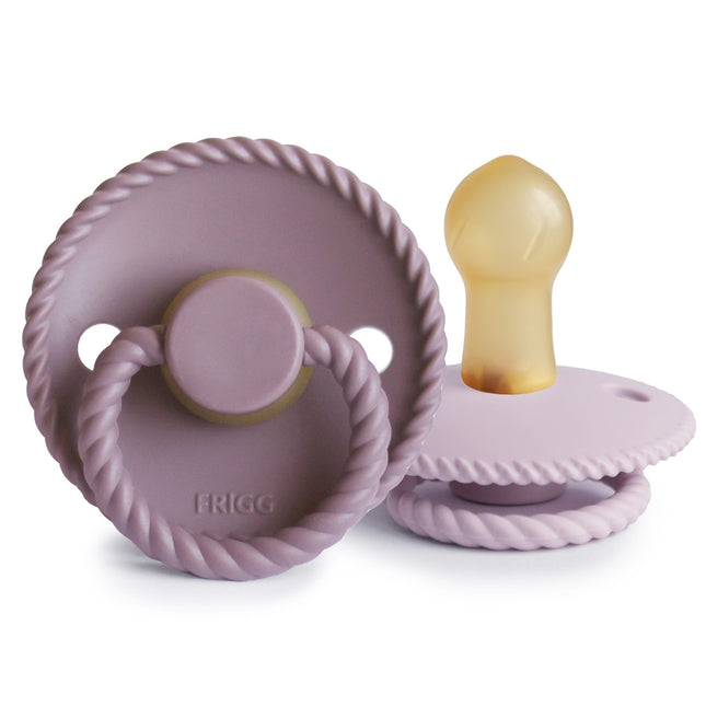 <tc>Frigg</tc> <tc>tétine</tc> Taille 1 corde Tw. Paquet de 2 latex mauve/lilas doux