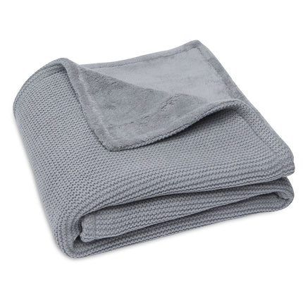 <tc>Jollein</tc> Couverture de berceau Basic Knit Stone Grey/Fleece 75x100cm