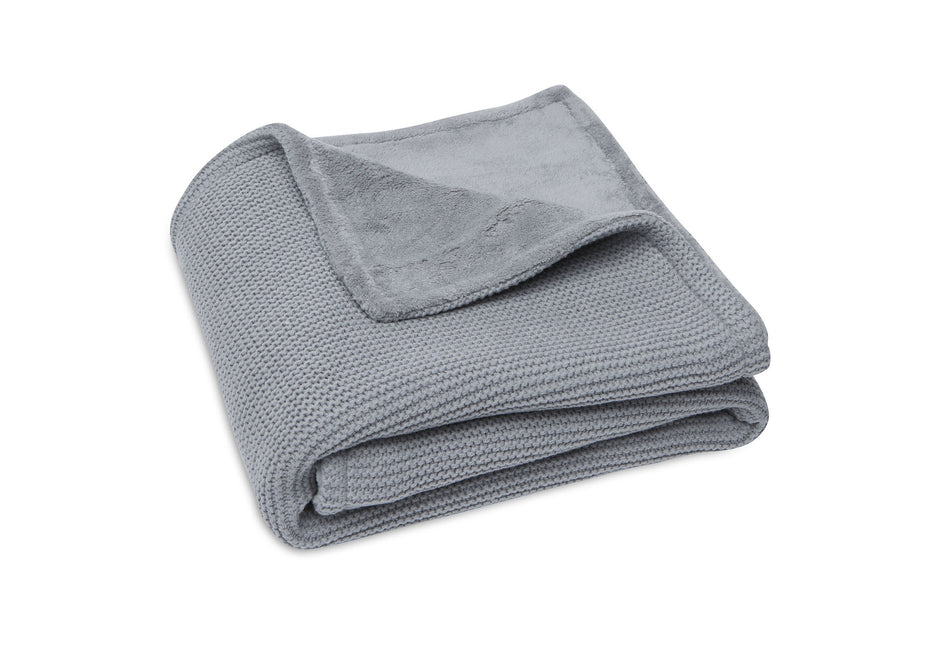 <tc>Jollein</tc> Couverture de berceau Basic Knit Stone Grey/Fleece 75x100cm