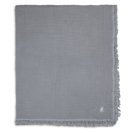 <tc>Jollein</tc> Couverture de lit d'enfant Muslin Fringe Storm Grey 120x120cm