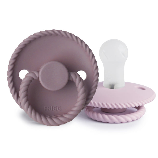 <tc>Frigg</tc> <tc>tétine</tc> Taille 1 corde Tw. Silicone mauve/lilas doux - paquet de 2