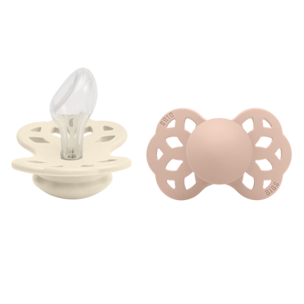 <tc>BIBS</tc> <tc>tétine</tc> Taille 2 Silicone Anatomique Ivoire/Blush 2pcs.