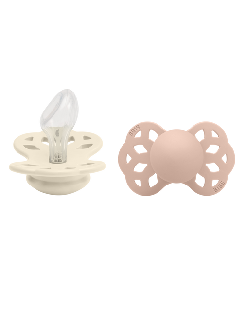 <tc>BIBS</tc> <tc>tétine</tc> Taille 2 Silicone Anatomique Ivoire/Blush 2pcs.