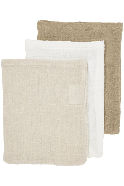 <tc>Meyco</tc> Gant de toilette 3-Pack Blanc cassé/Sable doux/Taupe 20X17cm