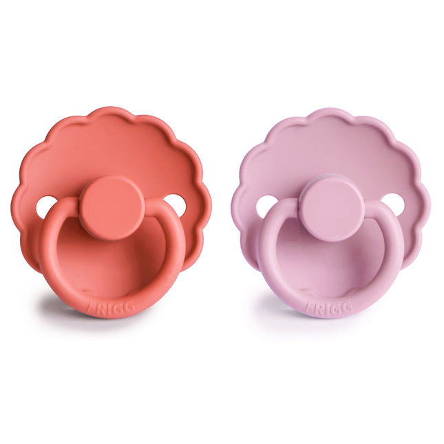 <tc>Frigg</tc> <tc>tétine</tc> Taille 1 Daisy Pink Cream/Poppy Silicone 2-Pack