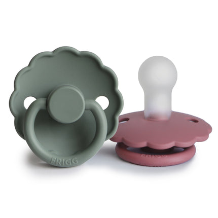 <tc>Frigg</tc> <tc>tétine</tc> Taille 2 Daisy Dusty Rose/Lily Pad Silicone 2-Pack