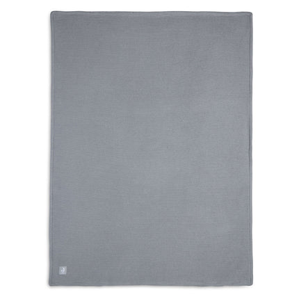 <tc>Jollein</tc> Couverture de berceau Basic Knit Stone Grey/Fleece 75x100cm